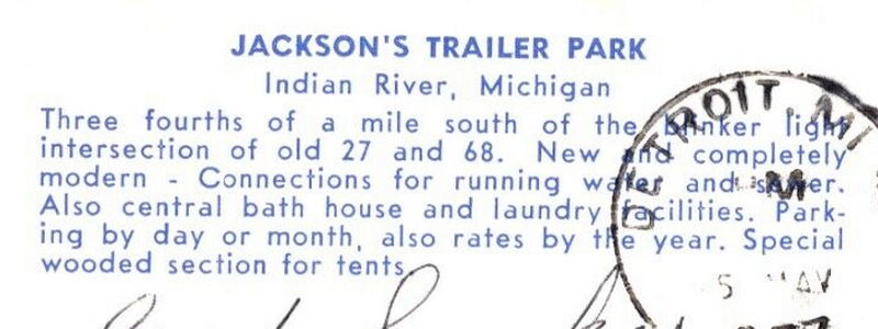 Indian River Mobile Home Park (Jacksons Trailer Park) - Vintage Postcard
